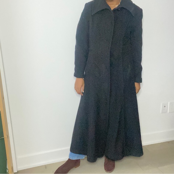 JONES NEW YORK - Cashmere & Wool Warm Timeless Black Long Pea Coat - size 12 - Picture 4 of 16